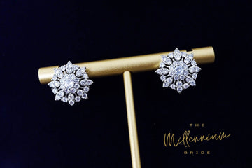 Swarovski Crystal Floral Circle stud Earrings, Bridal Jewelry, Bridal Stud Earrings, Crystal Bridal Earrings, Statement Earrings Cz